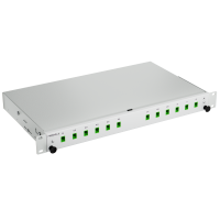 Patch panel, 1U, empty, 19-inch, gray, Fibrain