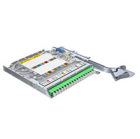 LISA fiber tray, SM, 18x LC/APC duplex, 36x pigtails, DIN, heatshrink
