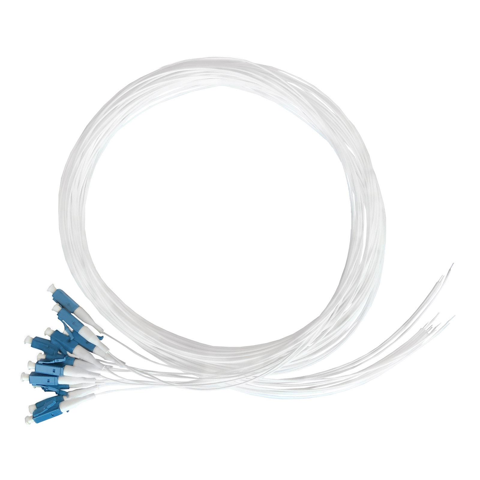 Pigtail set 12pcs, SM, LC/PC, white, 2m