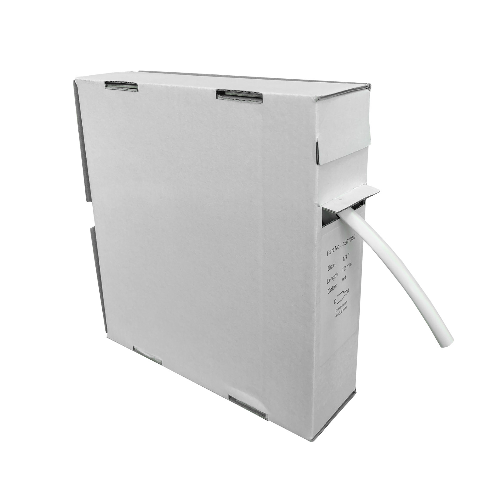 Shrink tubing, 3.2-6.4mm, roll 12m, white