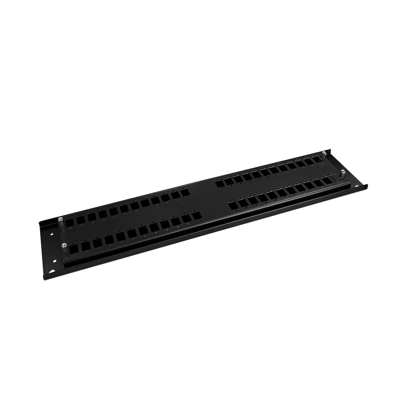 Faceplate patch panel, 2HE, 48x SC simplex, 19 inch, black, Fibrain
