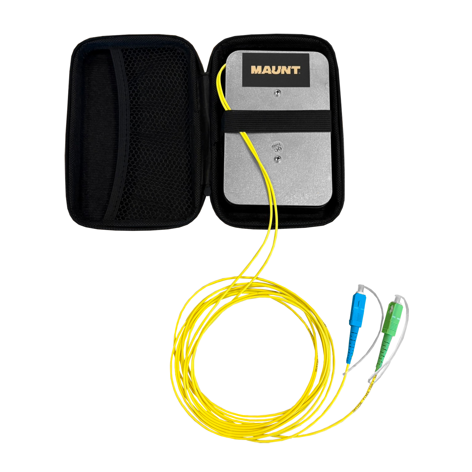 OTDR launch cable reel set, calibrated, 1x 1000m, SC/PC-SC/APC, 1x 1000m, SC/APC-SC/APC, SM, 2.0mm, 5m