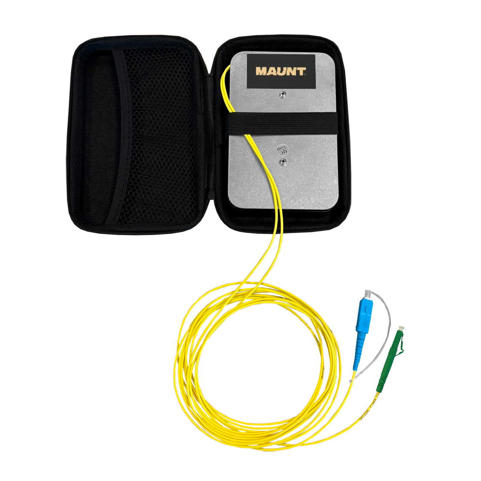 OTDR launch cable reel set, calibrated, 1x 1000m, SC/PC-LC/APC, 1x 1000m, SC/APC-SC/APC, SM, 2.0mm, 5m