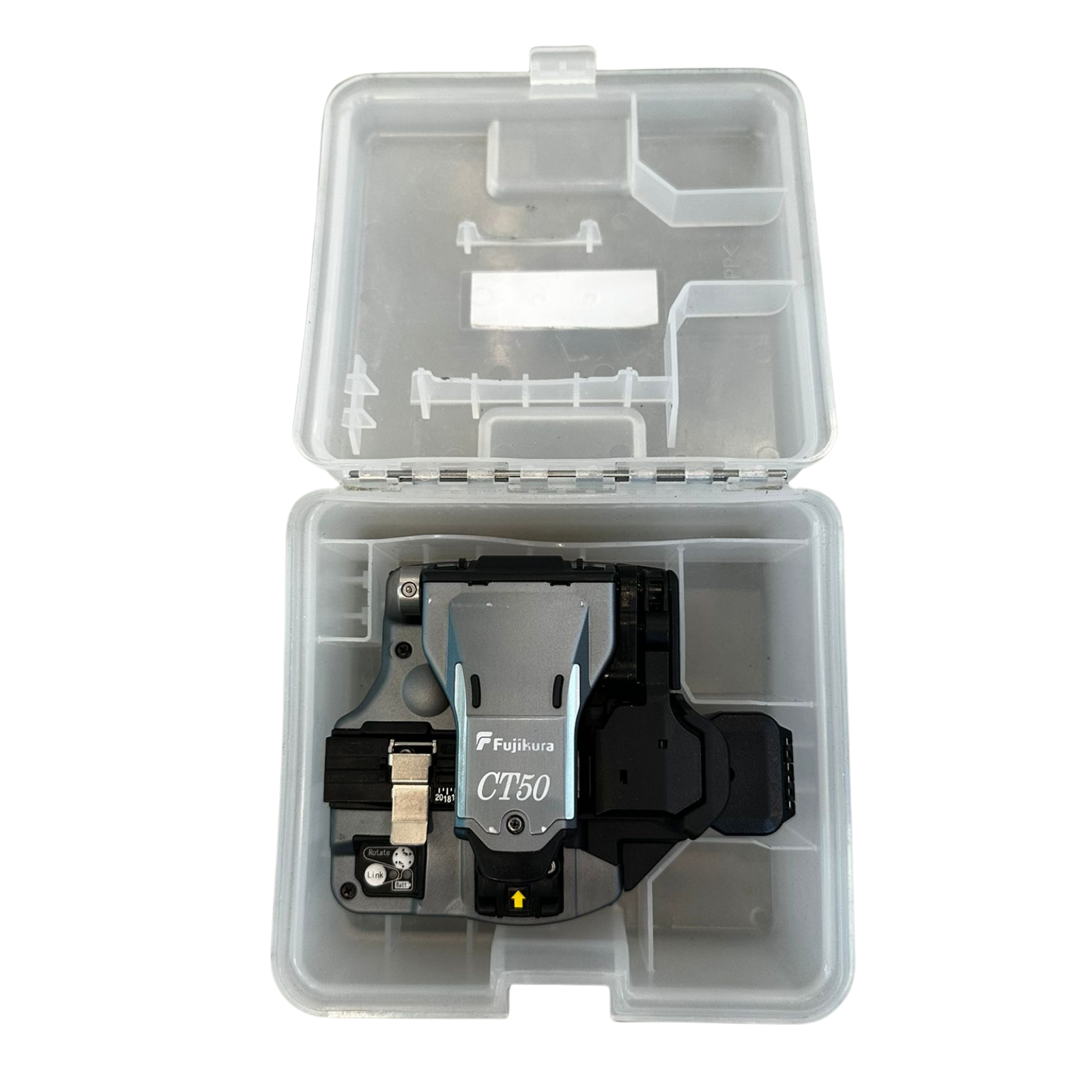 Used fusion splicer, 90S+, 8,870 splices, manufactured in 2022, includes CT-50 Cleaver, Fujikura