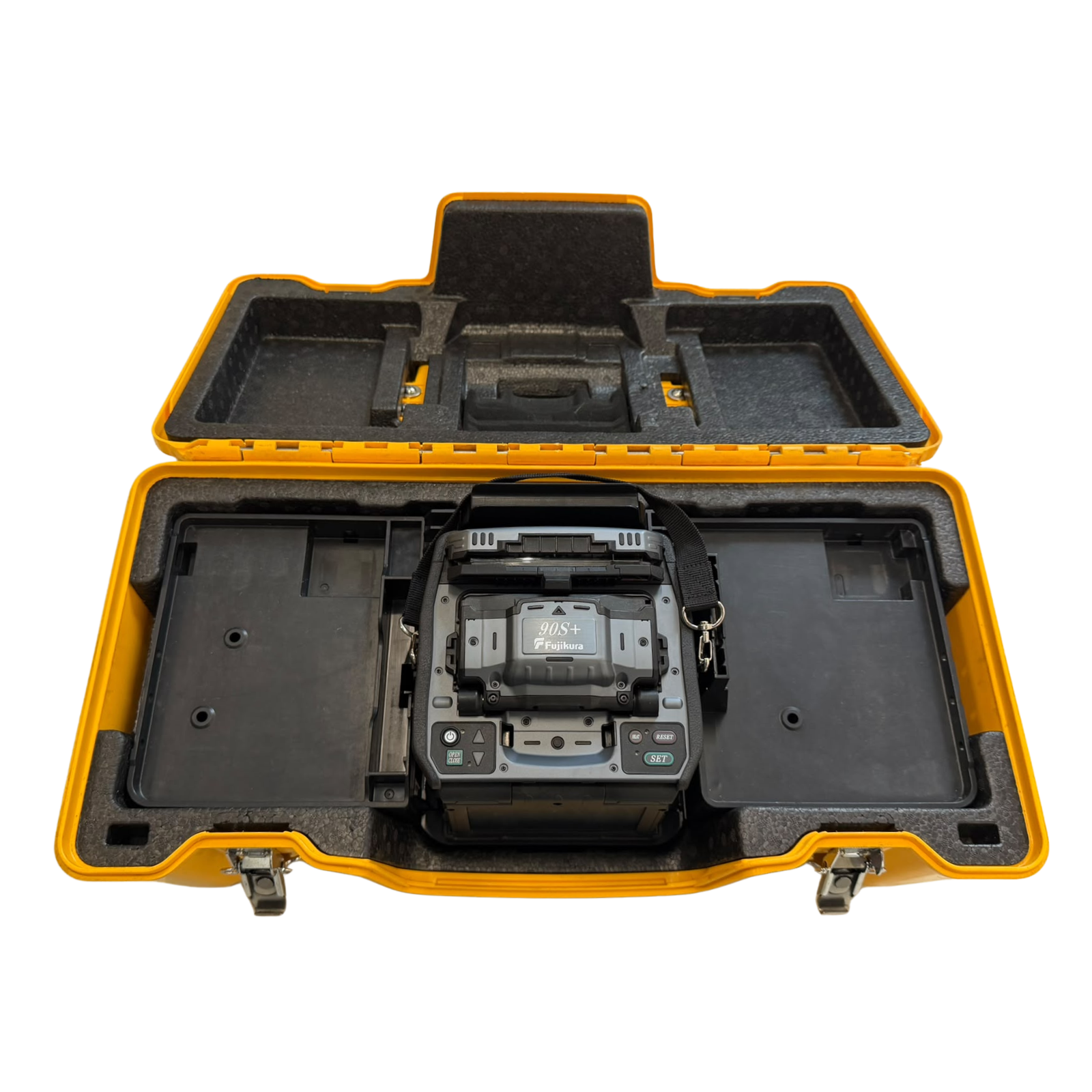 Used fusion splicer, 90S+, 5,598 splices, manufactured in 2022, includes CT-50 Cleaver, Fujikura
