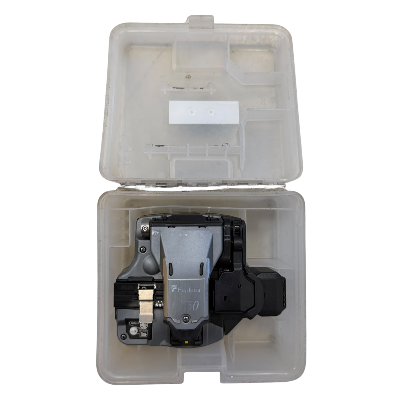 Used fusion splicer, 90S+, 1,133 splices, manufactured in 2022, includes CT-50 Cleaver, Fujikura