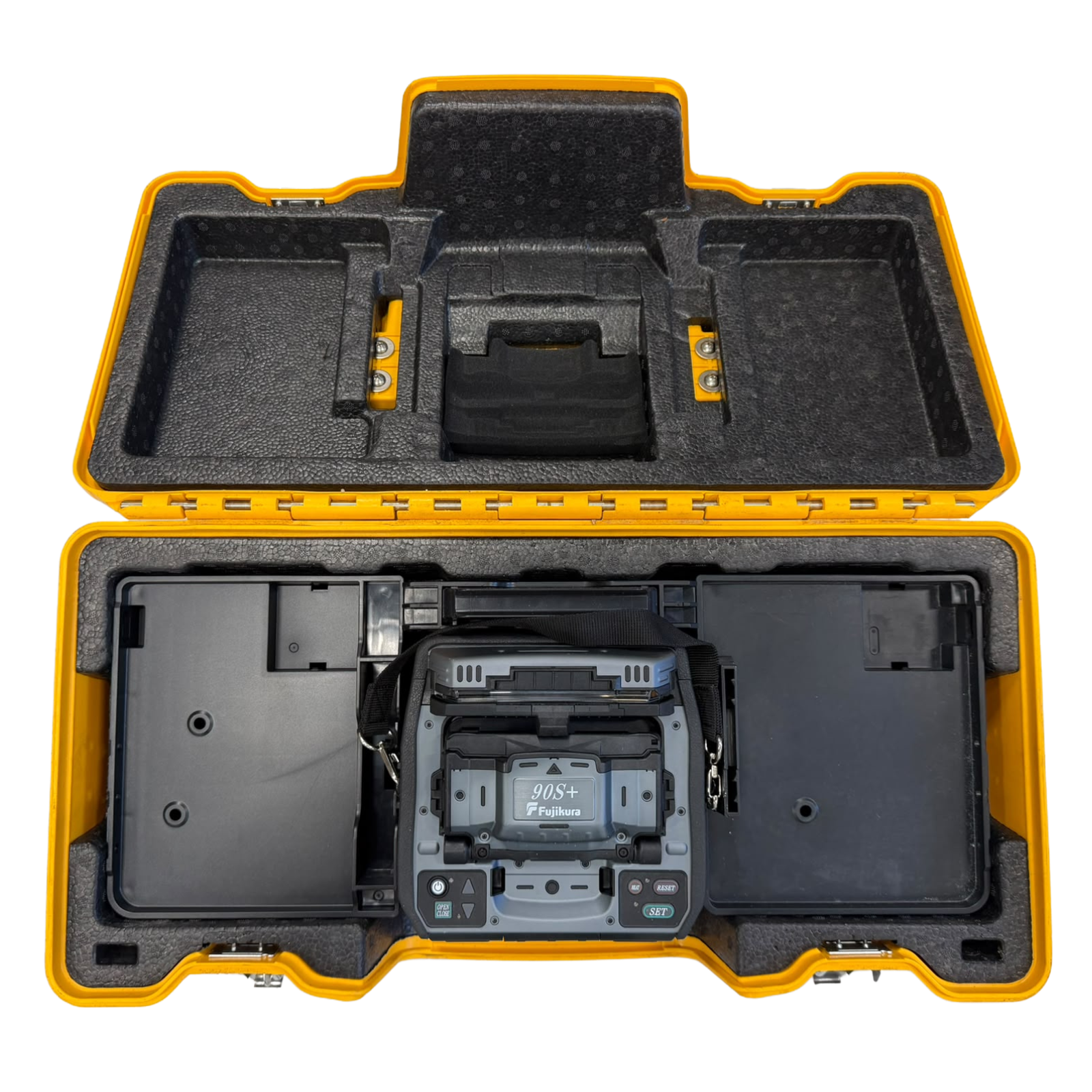 Used fusion splicer, 90S+, 965 splices, manufactured in 2023, includes CT-50 Cleaver, Fujikura